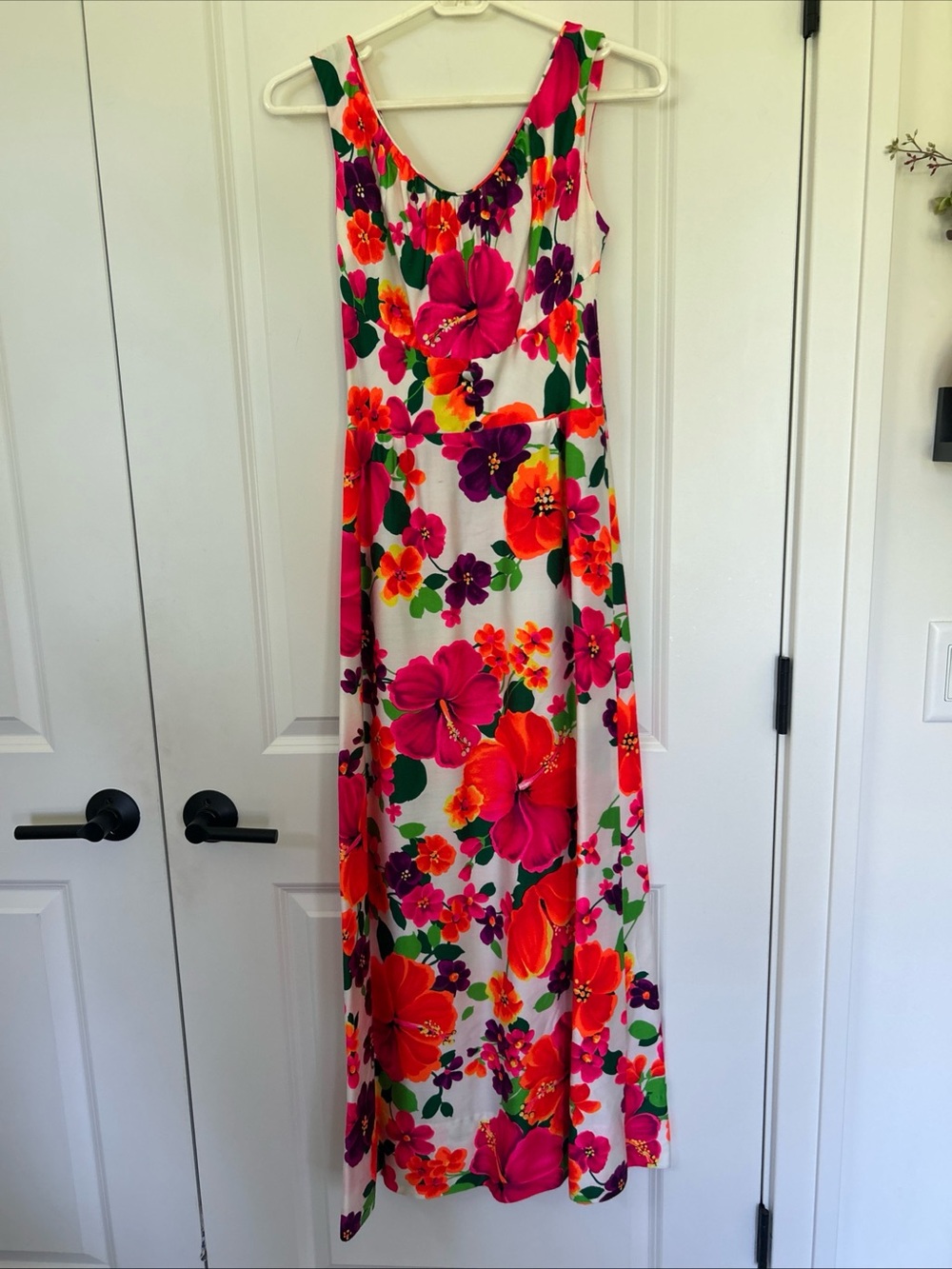 Vtg 70s LIBERTY HOUSE by Sydney Hawaii Vibrant Floral Hawaiian Aloha Maxi Dress